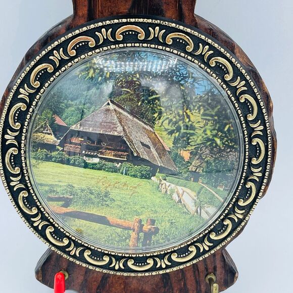 Vintage Wood Folk Art Wall Hanging Mini Kettle Bell Key Hooks Hand Painted Swiss - Picture 2 of 7